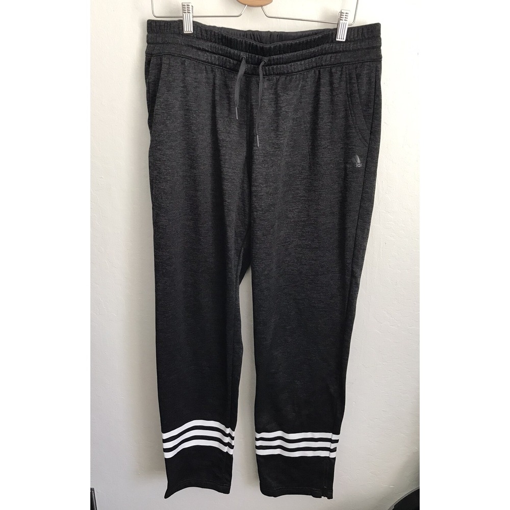 Adidas Mens Sweatpants XL Relaxed Fit Black White Side Stripes 34x32 Climawarm